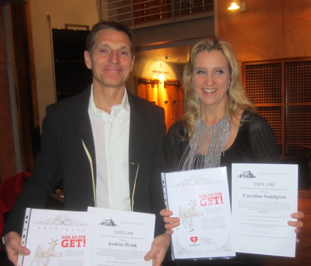 Joakim Brink och Carolina Sandgren - 2015 års stipendiater. Foto: Eskil Malmberg.