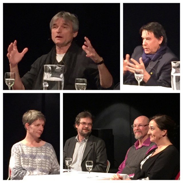 Samtal på GöteborgsOperans Lilla scen den 7 april 2015. Regissör David Radok, Göran Gademan, och sångarna Anders Lorenzon samt Katarina Karnéus.